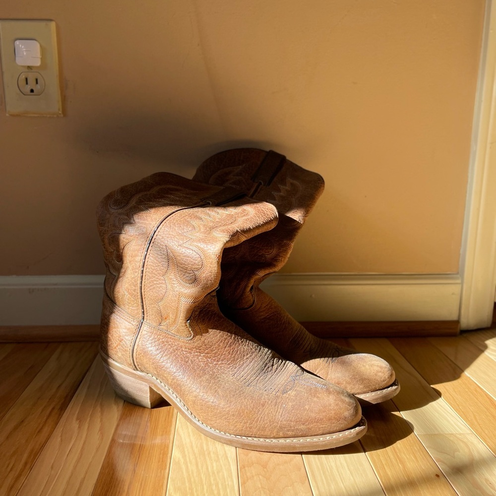 Abilene Bison Leather Cowboy Boots 9.5 D